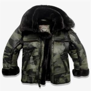JORDAN CRAIG Youth Kids Sz 10 Legacy Faux Fur Leather Camo Winter Coat Jacket